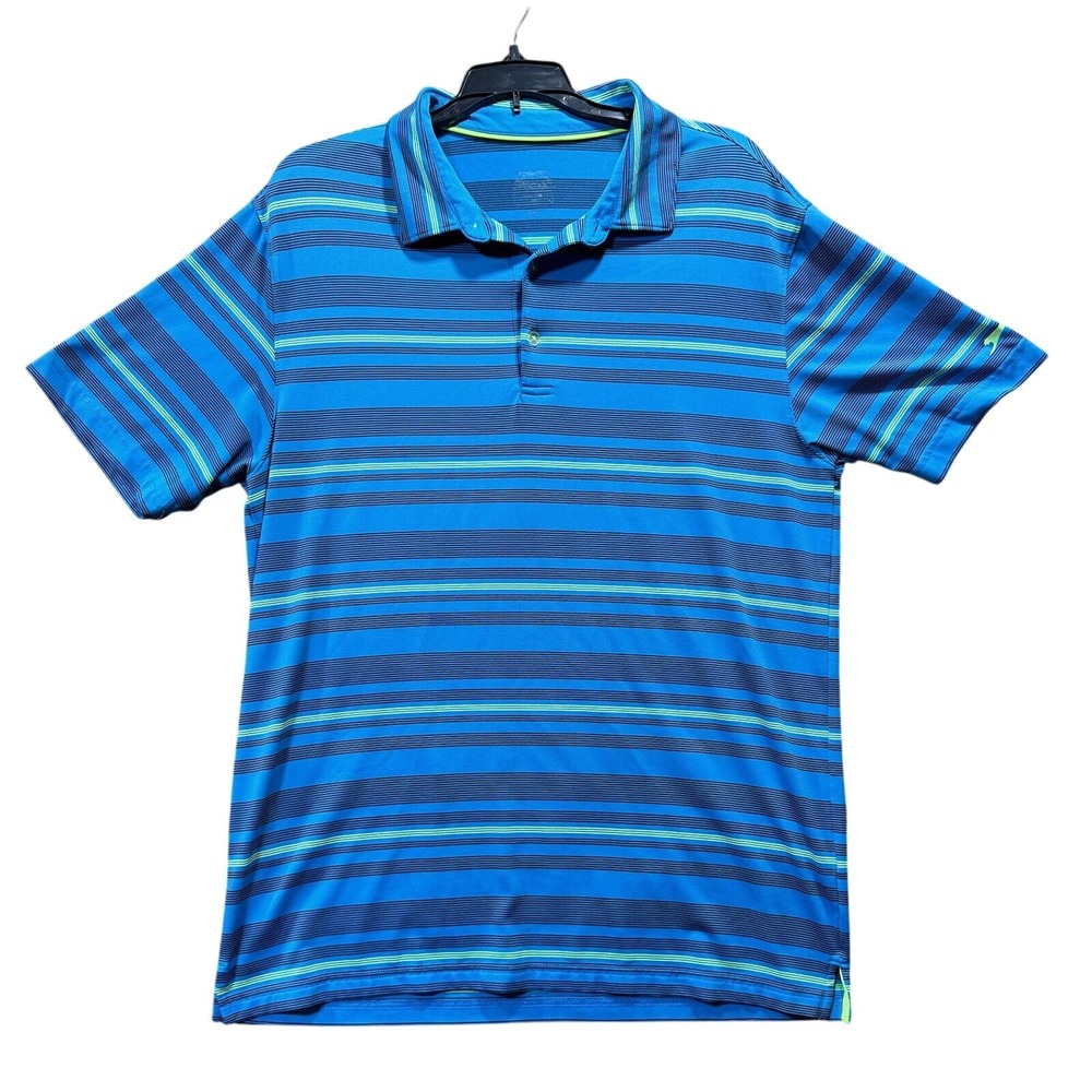 Slazenger Golf Polo Shirt Mens Large Blue‎ Striped Performance Short Sleeve Logo